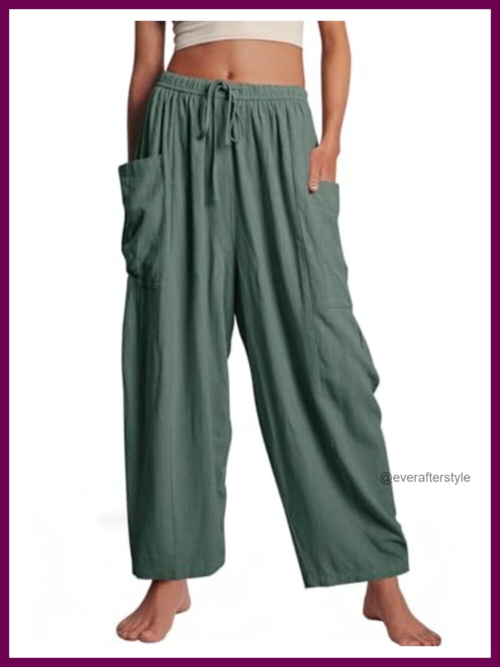 Wide Leg Palazzo Pants High Waist Drawstring Pockets Casual Summer